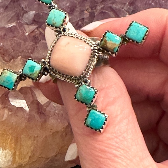 Sold 💗 Turquoise pink opal, sterling silver adjustable ring - Picture 2 of 6